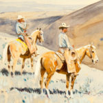 Two Horsemen Surveying a Canyon
John Edward Borein (American, 1872-1945)
Watercolor and gouache on paper
6 x 4 inches
Gift of Lucille (Mrs. Edward) Borein
1978.65.57