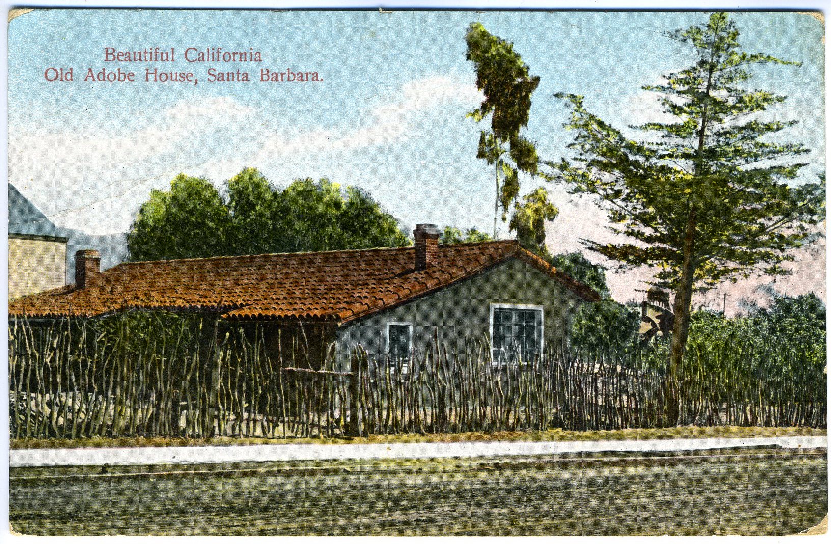 Historic Adobe, Anacapa Street postcard, SBHM 60.2